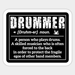 Funny Drummer Definition, Drumming Sayings Gift For Drummer Sticker